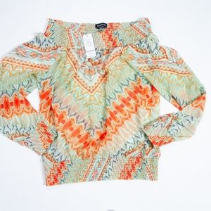BEBE off shoulder top blouse size L NWT Orange